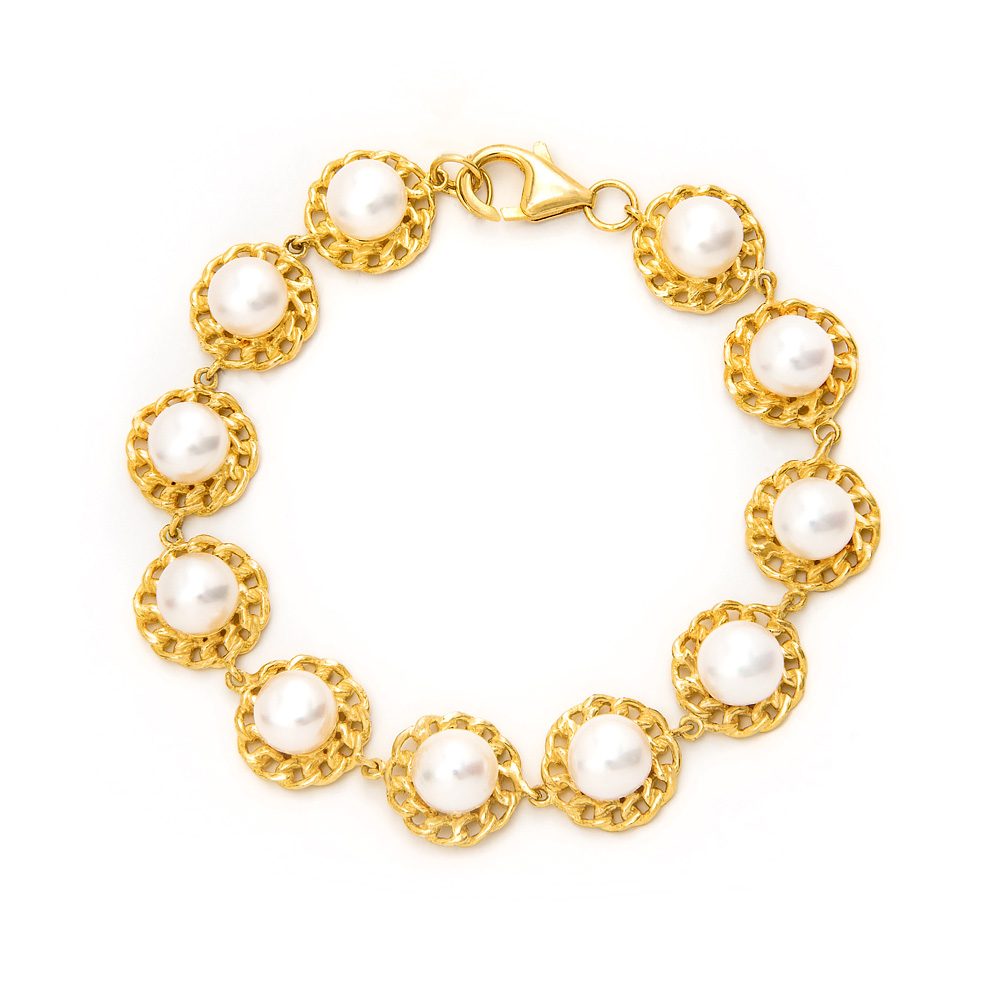 pearl bracelet in gold plated sterling silver
