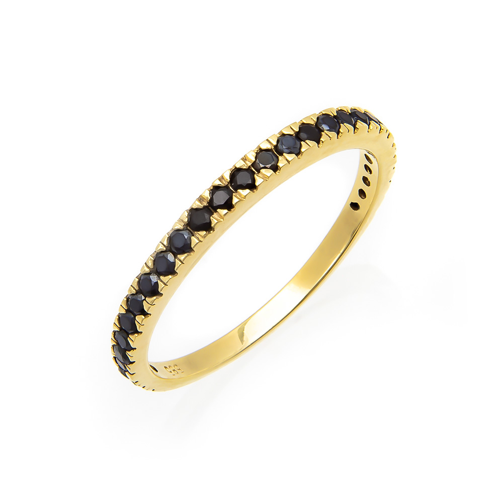 14K gold eternity ring with black stones | Κοσμήματα En Chriso