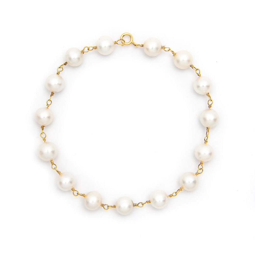Tragic drawer Enroll Βραχιόλι χρυσό 14Κ με λευκά μαργαριτάρια - Κοσμήματα En Chriso