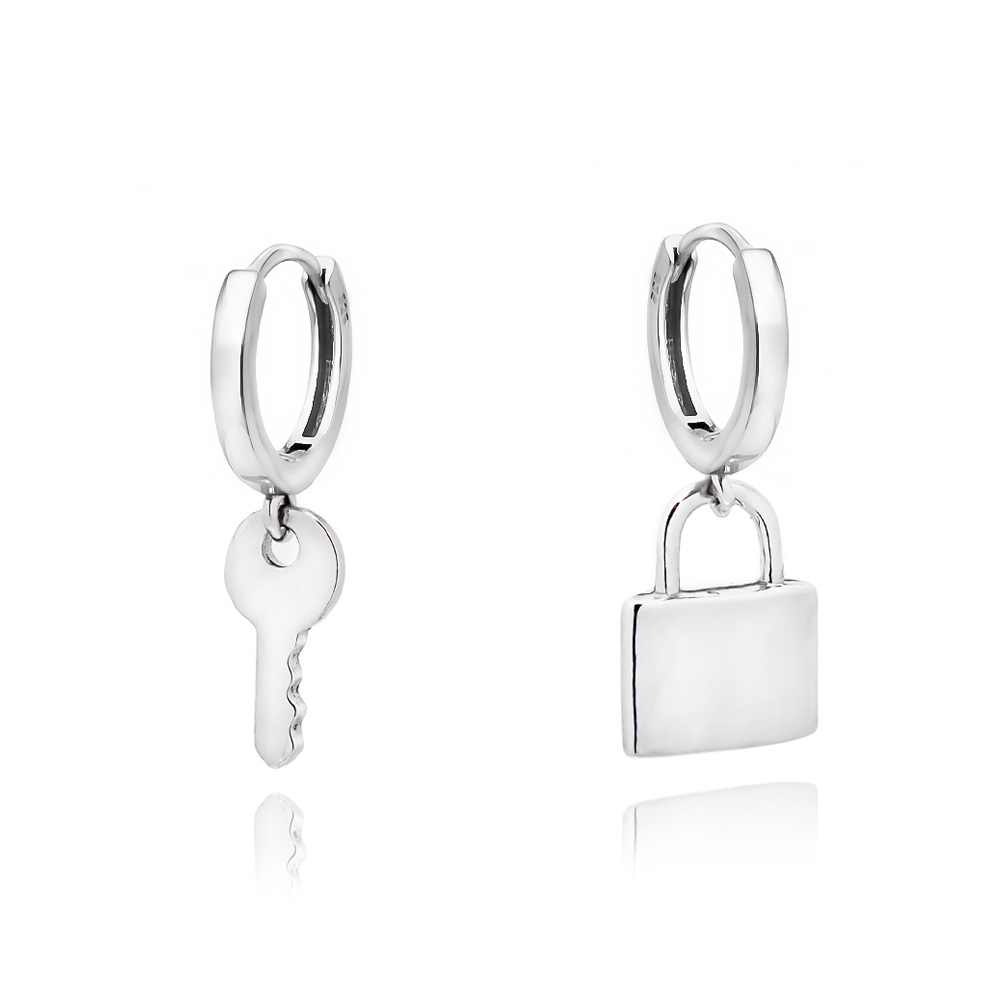 Sterling Silver Lock Chain Earrings - JFS00626040 - Fossil